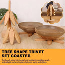 Artisanal Wooden Coasters Trivets Set